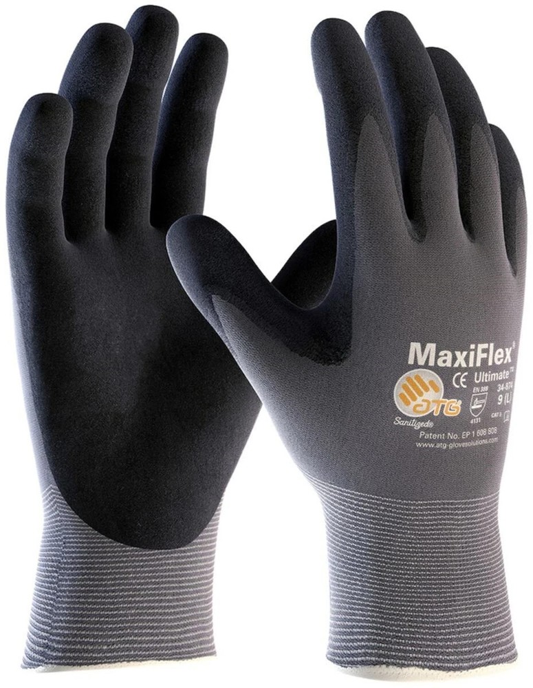 ⭐12 PAIRS MAXIFLEX 34-874T ULTIMATE NITRILE GRIP COATED WORK GLOVES SIZE 8 (M)⭐