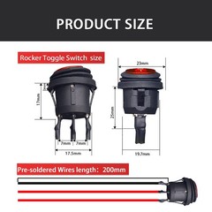 4PCS Waterproof Rocker Switch 12V Round Toggle Switch SPST 3 Pin ON Off Red L…