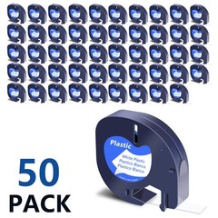 50PK 91331 Compatible Dymo LetraTag 91201 White Plastic Label Tape 1/2″ LT-110H
