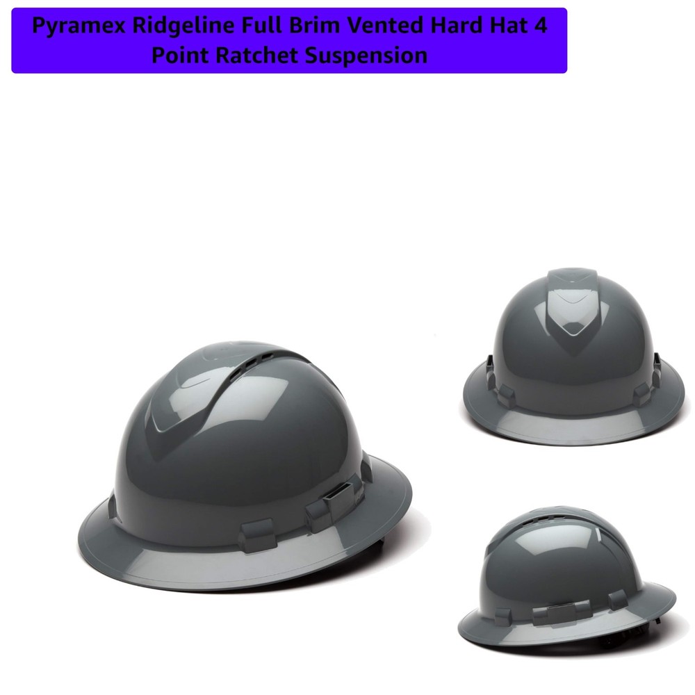 Pyramex Vented Slate Gray Hard Hat – Full Brim Protection Meets ANSI Standards