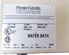 Thermo Precision 280 series 1.5Gal (5L) Tank Heated Waterbath 5 to 40°C. Working