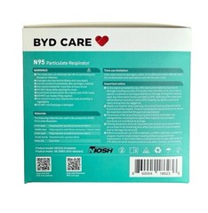 8 Boxes, 160 Count BYD Genuine N95 Foldable Particulate Respirator Face Masks