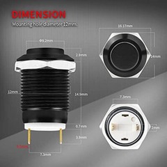 6Pcs 12mm Momentary Push Button Switch 12v Waterproof Round Power Push Button