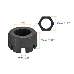 M30 x 2mm Hexagon Slotted Nut Black Carbon Steel Hex Nuts