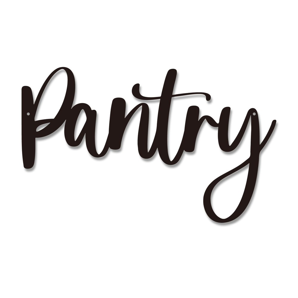 Pantry Word Sign Metal Wall Decor – 12″X7.4″ 12 inches, Black