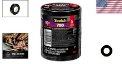 Vinyl 700 Electrical Tape, 5 Rolls, Black, 3/4-in x 66-ft, Commercial Grade