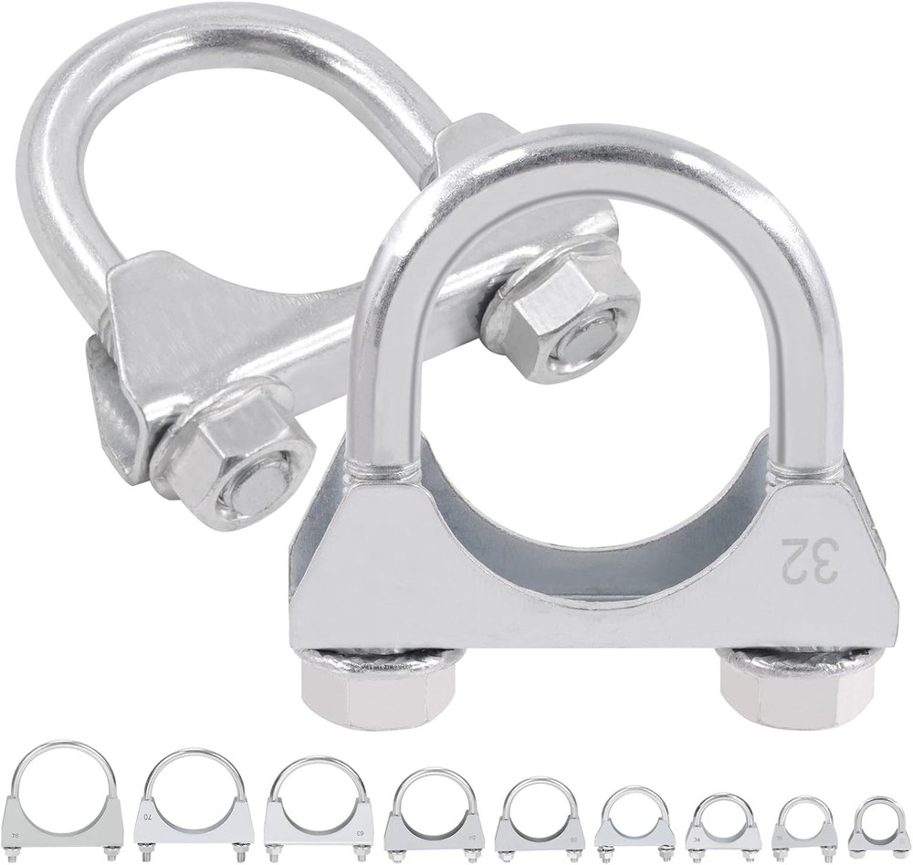 2Pcs 1-1/4″ 32mm Exhaust U Clamp Muffler U-Bolt Clamps Hanger Automotive