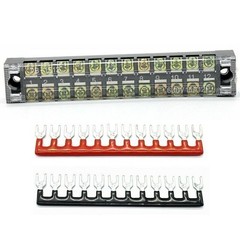 12-Positions Dual Row 600V 15A Screw Terminal Blocks Pre-Insulated Barrier Strip