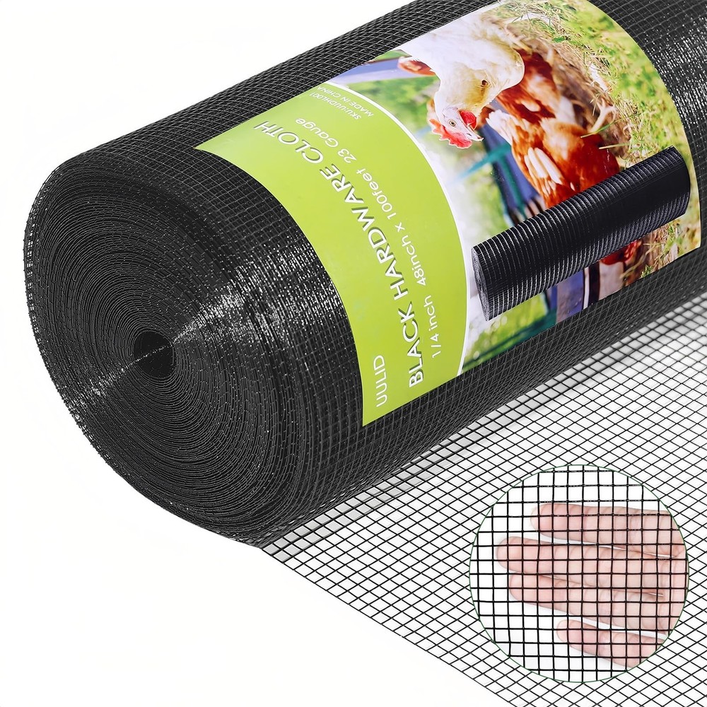 Hardware Cloth 1/4 inch 48 x 100 ft 23 Gauge Black Vinyl Coated Welded Wire M…