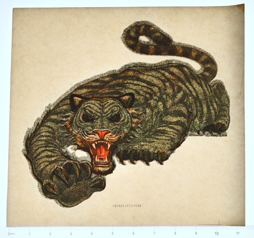 Original VINTAGE 1980s Heat Transfer | Snarling Tiger Glitter – L&H ’80