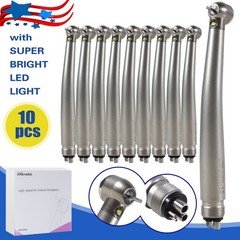 10 PCS Dental LED E-Generator Fiber Optic High Speed Handpiece 4 Hole NSK Style