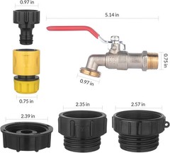 275-330 Gallon IBC Tote Tank Adapter,3-Size IBC Tote Hose Adapter, 2.44″ Fine…