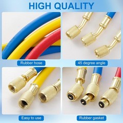 3 Pieces AC Manifold Gauge Hose Kit, Refrigerant Charging Hoses 1/4 SAE, 5FT …