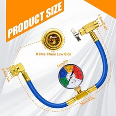 R134A Car AC Refrigerant Charge Hose Kit Recharge Hose with Gauge,1/2” Can Tap