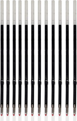12 Pack Black Gel Ink Pen Refills 0.5mm Fine Tip 115mm Universal Retractable