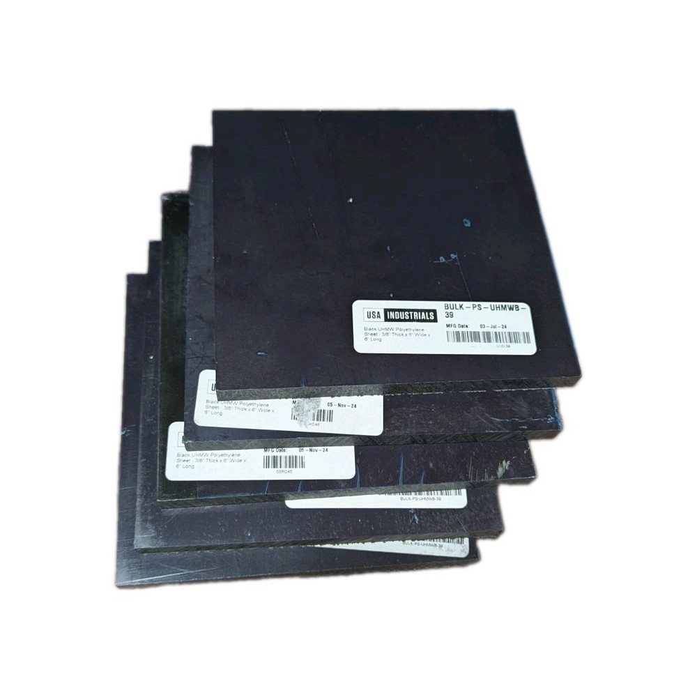 5 PCS 3/8x6x6 Inch UHMW Polyethylene Sheets Black Plastic Sheet