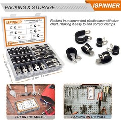 52Pcs Stainless Steel Rubber Cushion Pipe Clamps Assortment Kit, 6 Sizes