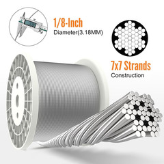 600FT 1/8″ Stainless Steel Cable with Cutter, T316 Marine Grade, Stainless Steel
