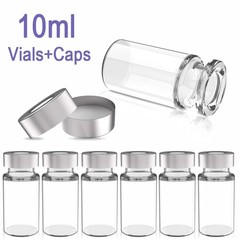 100pcs 10ml Glass Vials Sample Vials Headspace Vial 20mm Crimp Top Clear HPLC