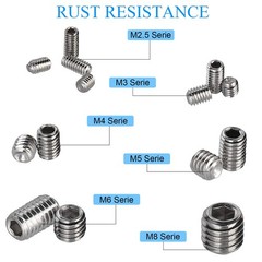 340Pcs Metric Hex Socket Head Cup Point Set Screws Assortment Kit, 304 Stainless