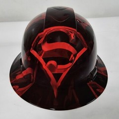 full brim hard hat custom hydro dipped IN CANDY APPLE RED SUPERMAN MAN OF STEEL