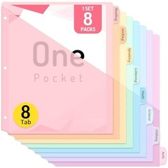Multicolor 96 Count 8-Tab Plastic Binder Dividers with Pocket for LetterSize