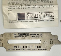 Fibre-Metal Products Weld Fillet Gauge 7 Pc Set Vintage Inspection Tool w/ Paper