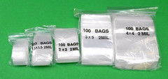 Zip Seal Lock Clear 2mil Assorted Bags 500 Square Sizes 1″ 1-1/2″ 2″ 3″ 4″