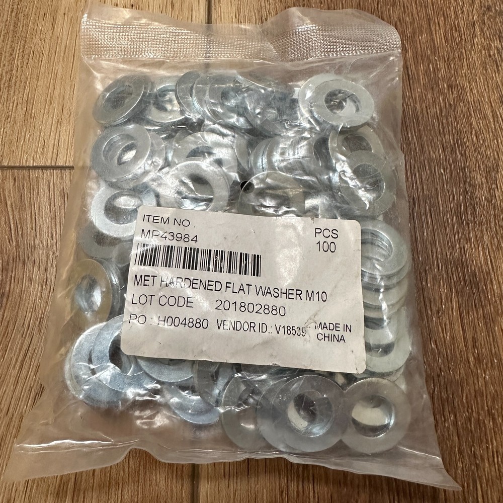 (100) M10 MET Hardened Flat Washer 10mm Metric MP43984