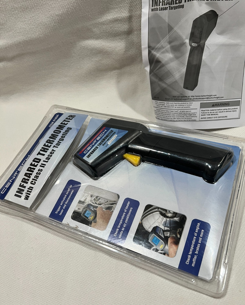 Cen-Tech Infrared Thermometer with Class II Laser Targeting – Item #61894