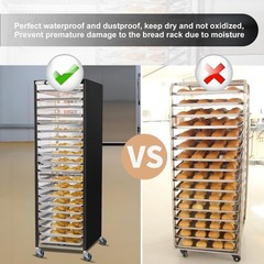 Bun Pan Sheet Rack Cover Bread Speed Rack Cover w/ Zipper Fit 20 Tier / 10 Tier