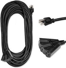 50 Foot Outdoor Extension Cord with 3 Electrical Power Outlets – 16/3 SJTW