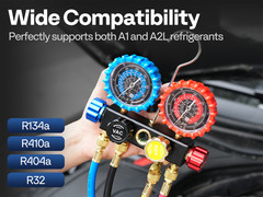 AC Manifold Gauge Set 4 Way For R134a R410a R22 R32 Refrigerat with 5ft Hoses