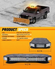 LUMENIX 56 LED Roof Top Strobe Beacon Lights Bar Rooftop Hazard White Amber