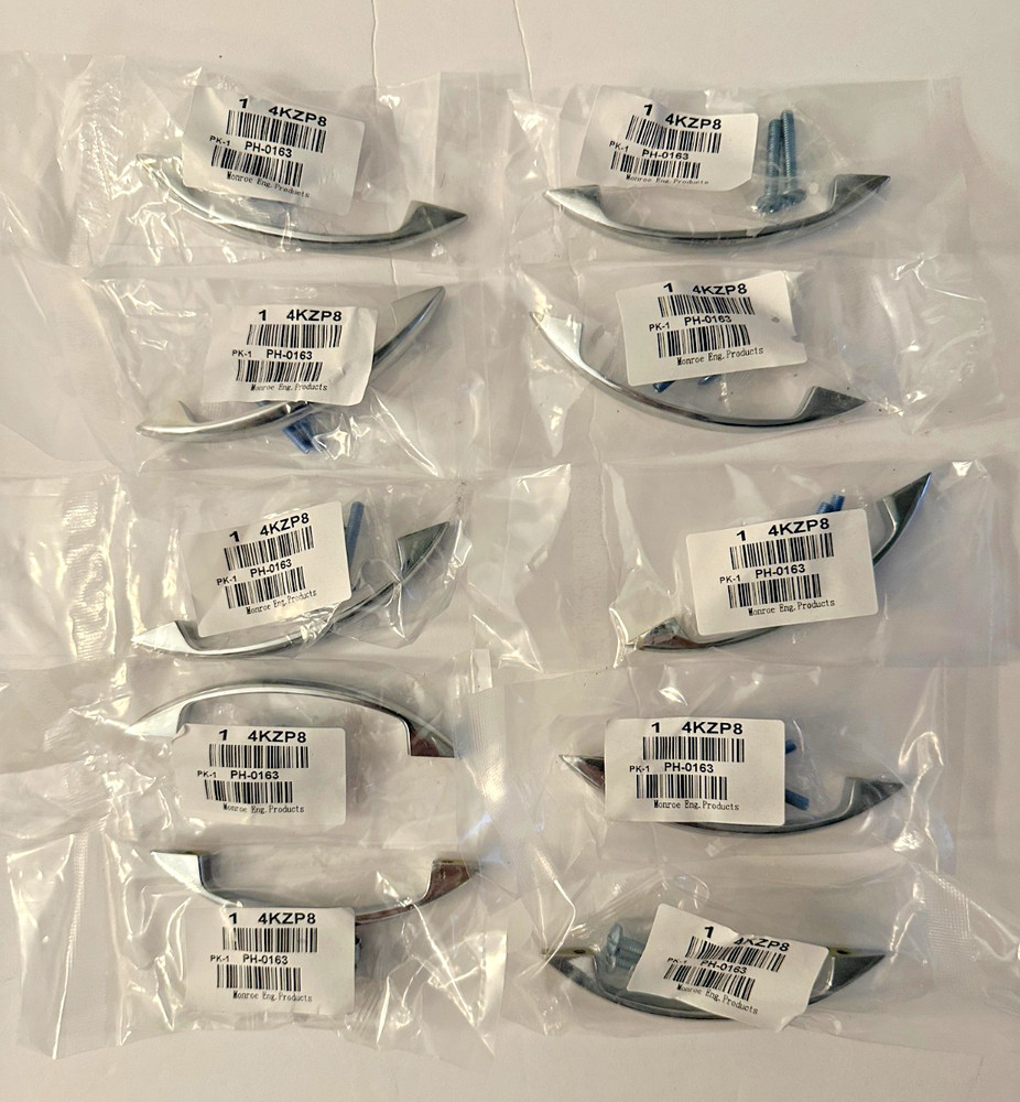 Lot of 10 Monroe PH-0163 Chrome Pull Handles 3″ Centers Cast Zinc NOS w/Screws