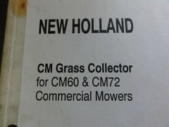 New Holland CM Grass Collector for CM60 CM72 Commercial Mowers Operator’s Manual