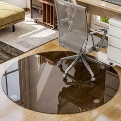 46″ x 46″ Round Tempered Glass Chair Mat for Carpet & Hardwood, Heavy-Duty Gl…