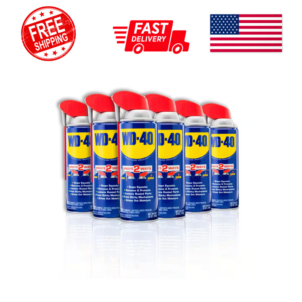WD-40 Multi-Use Product with Smart Straw Sprays 2 Ways, 12 OZ [6-Pack]