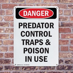 (2 Pack) Portrait Predator Control Traps OSHA Danger Sign Decal Metal Plastic