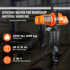 Uimoso Electric Chain Hoist Single Phase, 2200 lbs Capacity, 20 ft Lift Height