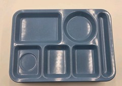 Lot 12 Carlisle N43981 6-Compartment Blue Speckled Cafeteria Food Trays 10″x 14″