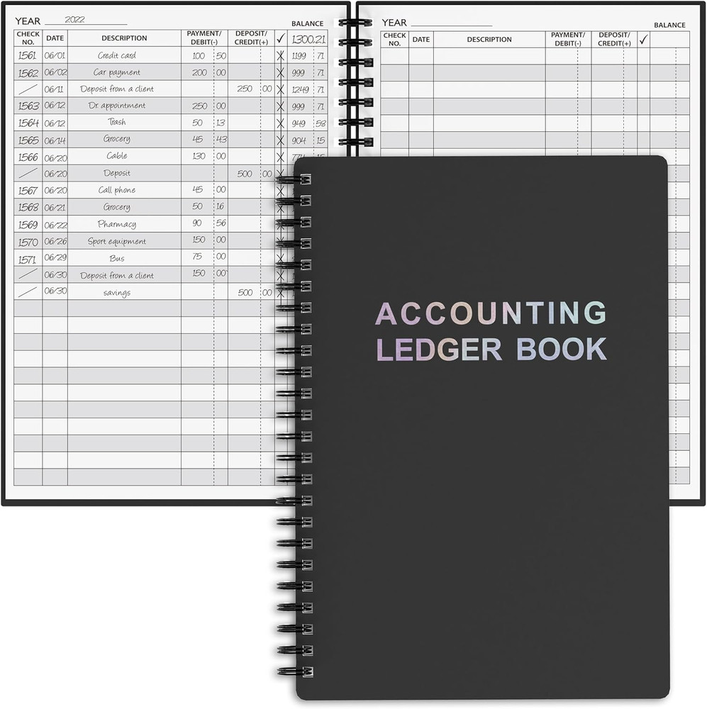 Accounting Ledger Book – A5 Check Register for Small Businesses & Personal Use,