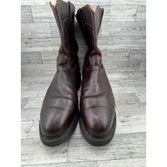 Justin Dark Brown Leather Work Boots Pull On Roper Round Toe Oil Resist Men 12D