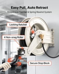 VEVOR Grease Hose Reel 1/4 in x 50 ft Retractable Spring Driven Auto Rewind