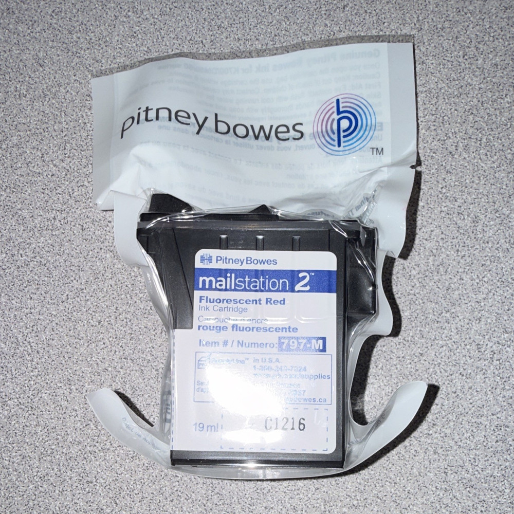 Pitney Bowes mailstation 2 Fluorescent Red Ink Cartridge 797-M