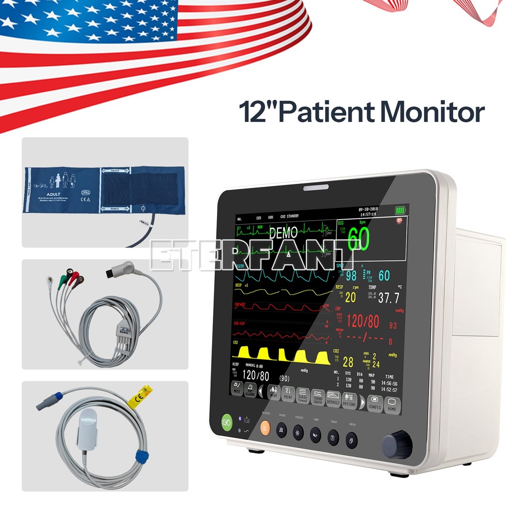 ETERFANT Patient Vital Signs Monitor Multi-Parameter ECG/NIBP/TEMP/RESP/SPO2/PR
