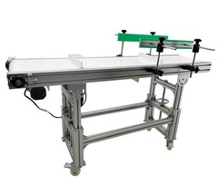 59”x11.8″ Belt Conveyor Transportation Machine Double Fence Load 66-88Lbs 110V