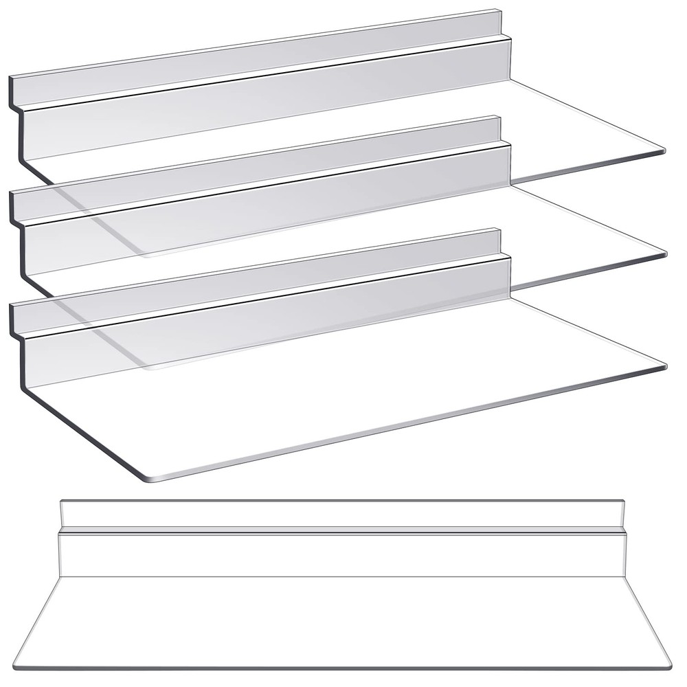 4 Pack 4 x 10 Inch Slatwall Shelves Hanging Accessories Clear Slatwall Shelf …