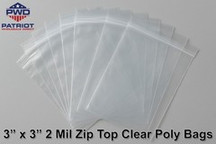 3″x 3″ Clear 2 Mil Zip Top Seal Reclosable Poly Bags – 1,000 Bags – BPA Free