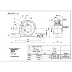 (2) UCP212-38 Solid Pillow Block Bearing 2-3/8″ Bore Self Aligning 2 Bolt